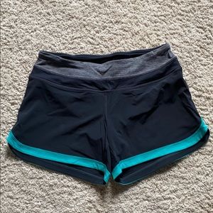Lululemon shorts, grey and turquoise size 4